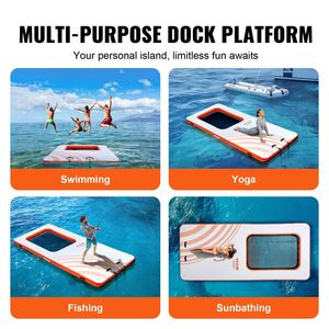 Piattaforma galleggiante gonfiabile 15x 6.5ft 4 * 6FT trampolino maglia piscina antiscivolo tappetino d'acqua portatile borsa staccabile scala per - Product Image 6