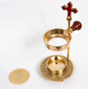 Adjustable Brass Resin Burner Tealight <b>Candle</b> Heater Red Enamel Cross Church Altar Incense Censer Bulk Factory - Product Image 3