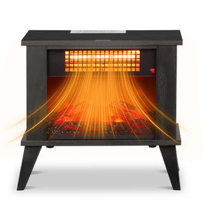 Cheminée électrique autoportante 1500W avec flamme réaliste et protection contre la surchauffe - Portable et design en bois - Product Image 1