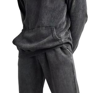 Ensemble de survêtement homme délavé à l'acide de qualité supérieure, en tissu respirant, pour le sport et le jogging, avec sweat à capuche et pantalon, grandes tailles, streetwear, OEM, vente chaude - Product Image 3