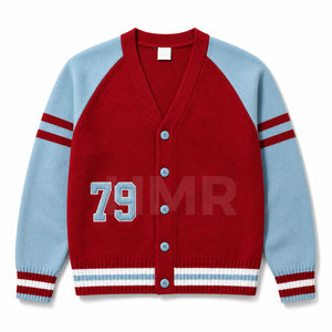 HMR Sorority Sisterhood <b>Red</b> Blue Knitted <b>Cardigan</b> V-Neck Raglan Sleeve Preppy Style Full Sleeve Button Closure - Product Image 5