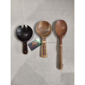 Juego de servidor de ensalada de madera de Neem hecho a mano LeafLoom | Cuchara y tenedor antibacterianos naturales para uso en restaurantes ecológicos, regalos y restaurantes - Product Image 6