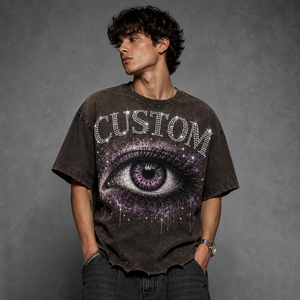 T-shirt en coton imprimé tendance Glory Custom, style vintage, manches courtes, effet délavé, imprimé graphique, unisexe. - Product Image 4
