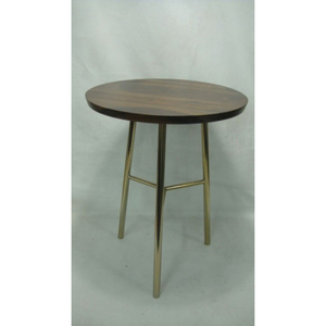 Modern Round <b>Coffee</b> <b>Table</b> <b>Walnut</b> Top Metal Legs Midcentury Living Room Furniture Durable Design - Product Image 1