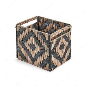 COUNTER SORT Vintage Geometric Hyacinth Rectangle Laundry <b>Basket</b> Cut-out Handles Eco-Friendly Multifunction Clothes Organizer - Product Image 3
