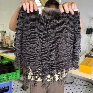 Envío Directo proveedor birmano rizado doble dibujado cabello humano virgen crudo vietnamita un donante crudo birmano rizado Paquete de cabello - Product Image 2