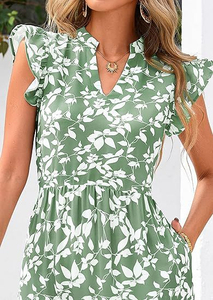Factory Stock Natural Waist-Defined Maxi <b>Boho</b> Floral <b>Dress</b> Women's <b>Summer</b> V-Neck Vacation Outfit - Product Image 4