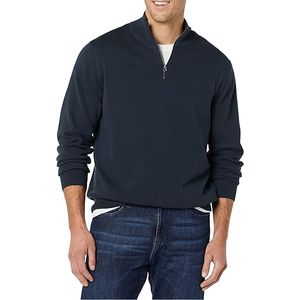 Custom Men's Women's Half Zip Sweatshirt Oversized <b>Mock</b> <b>Neck</b> Plain Cotton Streetwear Pullover <b>Top</b> - Product Image 1