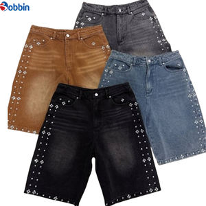 Pantalones Cortos de Mezclilla para Hombre, Estilo Hip Hop, Personalizados, Verano, OEM, Vintage, con Pedrería - Product Image 5