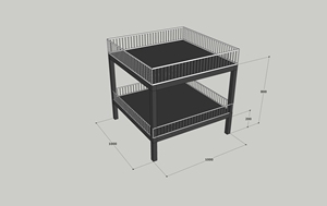 Bac de tri carré One Tech Durable 1000x1000x800mm à 2 niveaux, cadre en fer thermolaqué, haute capacité de charge pour la promotion des ventes au détail - Product Image 3