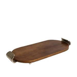 Bandeja de Servir de Madera Estilo Bohemio Premium con Asas de Metal, Duradera para Uso en el Hogar, Cocina, Hotel, Ramadán, Diwali, Bodas y Otras Ocasiones - Product Image 1