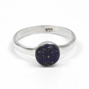 Natural <b>Lapis</b> <b>Lazuli</b> Gemstone <b>Ring</b> Crafted From 925 Sterling Silver Best Selling Round Cut Bezel Set Gemstone Bohemian <b>Ring</b> - Product Image 1