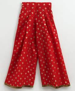 Conjunto de Ropa para Niñas, Top Rojo con Hombros Descubiertos y Pantalones Palazzo, Estilo Étnico, Festivo, Tradicional, para Fiestas - Product Image 4