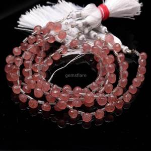 Natural Pink <b>Strawberry</b> Quartz Faceted Onion Briolette Beads 7-9MM Teardrop Shape <b>Strawberry</b> Quartz Gemstone Beads For Jewelry - Product Image 3