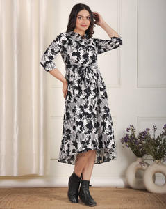 Vestido Casual de Verano 2026, Estampado, Holgado, Estilo Occidental, para Mujer, Tallas Grandes, Mangas 3/4, Tela Muselina Premium - Product Image 2