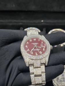 Rose Gold Full Diamond Pave <b>Mechanical</b> <b>Watch</b> <b>for</b> <b>Men</b> Iced Out Bling Stainless Steel Luxury Hip Hop 16mm Band - Product Image 3