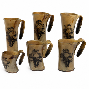 Taza para Beber Hecha a Mano con Cuerno de Búfalo Natural Pulido, con Diseño de Logotipo Personalizado Grabado, para Cerveza y Uso en Bares - Product Image 5