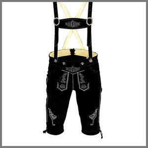 Lederhosen Premium Oktoberfest pour hommes en cuir naturel noir, tailles européennes 46 à 62 - Product Image 1