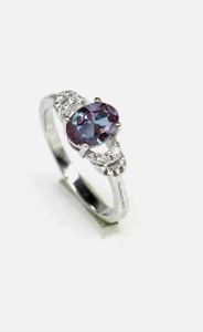 <b>Alexandrite</b> <b>Ring</b> Oval Cut Silver Vintage <b>Alexandrite</b> <b>Engagement</b> <b>Ring</b> Solid Silver Art Deco Lab <b>Alexandrite</b> Bridal <b>Ring</b> for Her - Product Image 2