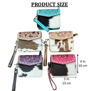 Monedero de Cuero con Diseño Floral, Monedero Pequeño de Cuero Vacuno con Pelo Auténtico y Correa para la Muñeca para Mujer, Venta al por Mayor de Fábrica - Product Image 2
