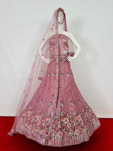 Robe Saree Traditionnelle Indienne et Pakistanaise pour Adultes, pour Fêtes de Mariage, avec Broderie Multi-Resham, Sequins, Filet et Fleurs, Lehenga Choli - Product Image 2