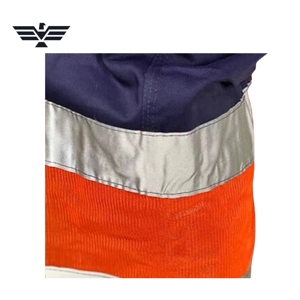 Pantalon de travail réfléchissant en polyester bleu marine fluorescent haute visibilité avec bandes de sécurité orange - Product Image 5