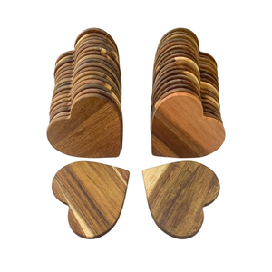 Eco-friendly Acacia Wood Drink Coasters Heart Shaped for Valentine's Day Parties Housewarming Gifts made in Vietnam - Product Image 1