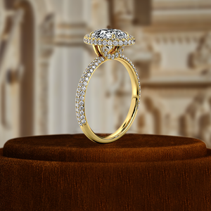 Anillo de compromiso con diamante cultivado en laboratorio, corte ovalado de 1 quilate, certificado IGI, anillo de promesa, oro blanco de 14 quilates, anillo nupcial, banda con incrustaciones parciales. - Product Image 4