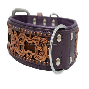 Collier de chien en cuir repoussé robuste en petit collier de chien de taille moyenne et grande sculpté à la main avec rembourrage doux - Product Image 6