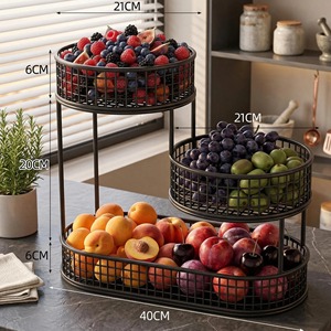 3 In One Metal Black Fruit Basket Stylish Multi Layer Storage Rack For Fruits <b>Vegetables</b> Kitchen Organizer Modern Home Use <b>Stand</b> - Product Image 4