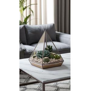 Terrarios de cristal transparente inspirados en cabañas con detalles de hierro dorado, soporte para plantas aéreas, caja de exhibición, terrario para suculentas y musgo - Product Image 5