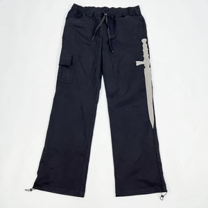 ANYU Custom Knitted Y2K Hip Hop Newly Designed Leopard Print Black and White Embroidered Flared <b>Pants</b> - Product Image 3