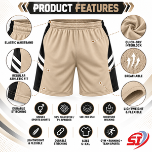 กางเกงขาสั้นกีฬาพรีเมียม Sandstorm Sport Cut รุ่น Unisex ป้องกันรังสียูวี ผลิตจากโพลีเอสเตอร์ 100% แห้งเร็ว เหมาะสำหรับการฝึกซ้อม วิ่ง ออกกำลังกาย รับผลิตตามสั่ง - Product Image 5