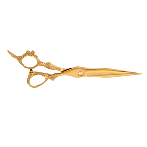 Juego de tijeras de peluquero rectas clásicas personalizadas, Etiqueta Privada, superventas, pestañas de peluquería de acero inoxidable chapadas en oro caliente - Product Image 3