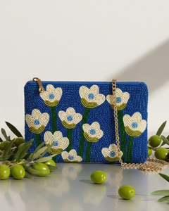 Petite bourse à monnaie en toile de coton brodée avec des perles, design nostalgique, pour les filles de petite ville |   Pochette en strass en gros |   Personnalisation OEM - Product Image 1