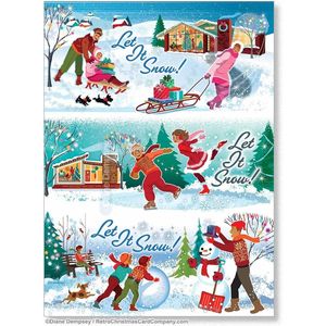 Confezione da IT biglietti di auguri natalizi retrò Snow con buste - Product Image 2