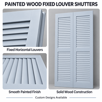 Paire de volets horizontaux fixes en bois peint gris bleu clair, écologiques, pour la décoration intérieure