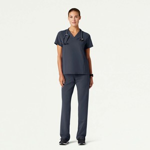 Ensembles de blouses d'hôpital pour femmes 100% microfibre, de haute qualité, hauts à manches courtes et pantalons plats pour infirmières, ensembles de blouses médicales personnalisés pour femmes - Product Image 1