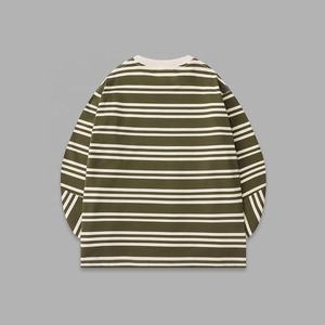 Camiseta de Manga Larga con Cuello Redondo y Rayas Unisex de 280 g/m², 95 % Algodón, 5 % Elastano, para Hombre, Venta al por Mayor OEM, Camiseta Informal de Calle para Mujer - Product Image 6