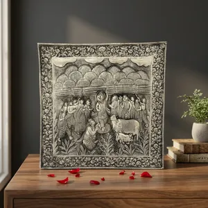 Escultura fina de Krishna levantando la montaña Govardhan, pintura artística - Product Image 4