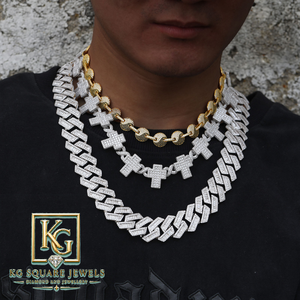 Collar de cadena con cruz para hombre, estilo hip hop rock, chapado en plata de ley con moissanita, regalo para fiesta - Product Image 3