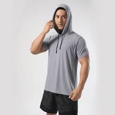 Sudadera con Capucha de Manga Corta, Tejido Sólido Personalizado, Informal, de Secado Rápido, Transpirable, para Hombre, con Bolsillo Canguro, 240g - Product Image 2
