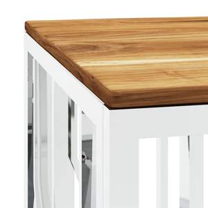 Table basse en bois d'acacia de taille moyenne avec accents en acier inoxydable argenté - Product Image 5