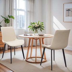 Set di Sedie da Pranzo Moderne in Pelle PU Beige con Gambe in Metallo per Cucina, Ristorante, Soggiorno e Sala Riunioni - Product Image 6