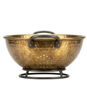 Utensilios y Accesorios de Cocina: Colador de Cobre Martillado con Asas de Hierro y Soporte, Tazón Colador - Product Image 3