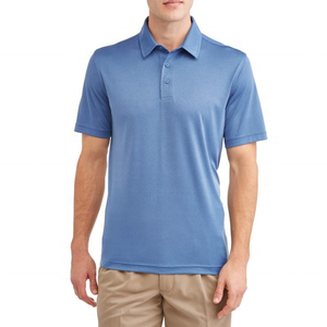Men's Solid <b>Blue</b> Short Sleeve <b>Polo</b> <b>Shirt</b> 100% Cotton Knitted Casual Breathable Regular Fit - Product Image 3