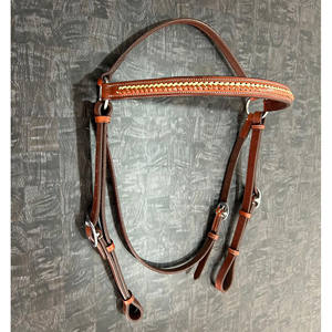 Brida de caballo australiana de alta calidad, cuero de vaca de grano completo con herrajes de acero inoxidable, estilo trenzado de cuero crudo - Product Image 4