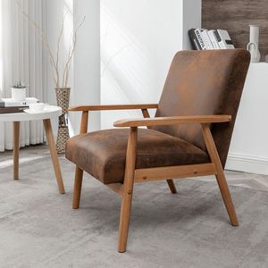 Fauteuil classique de style Mid-Century Modern, 25,38 pouces de large, marron clair, pour salon - Product Image 4