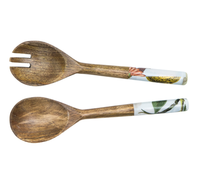 Set Sendok Sajian Kayu Solid & Cetakan Enamel Pada Gagang, Desain Khusus Untuk Dapur & Hotel, Peralatan Makan Sendok Harga Terjangkau