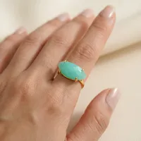 Bague de mariage islamique tendance en or 18 carats plaqué laiton, ajustable, pour femme, avec pierre précieuse naturelle Chalcédoine Œil de Chat en forme de lune – Meilleure vente